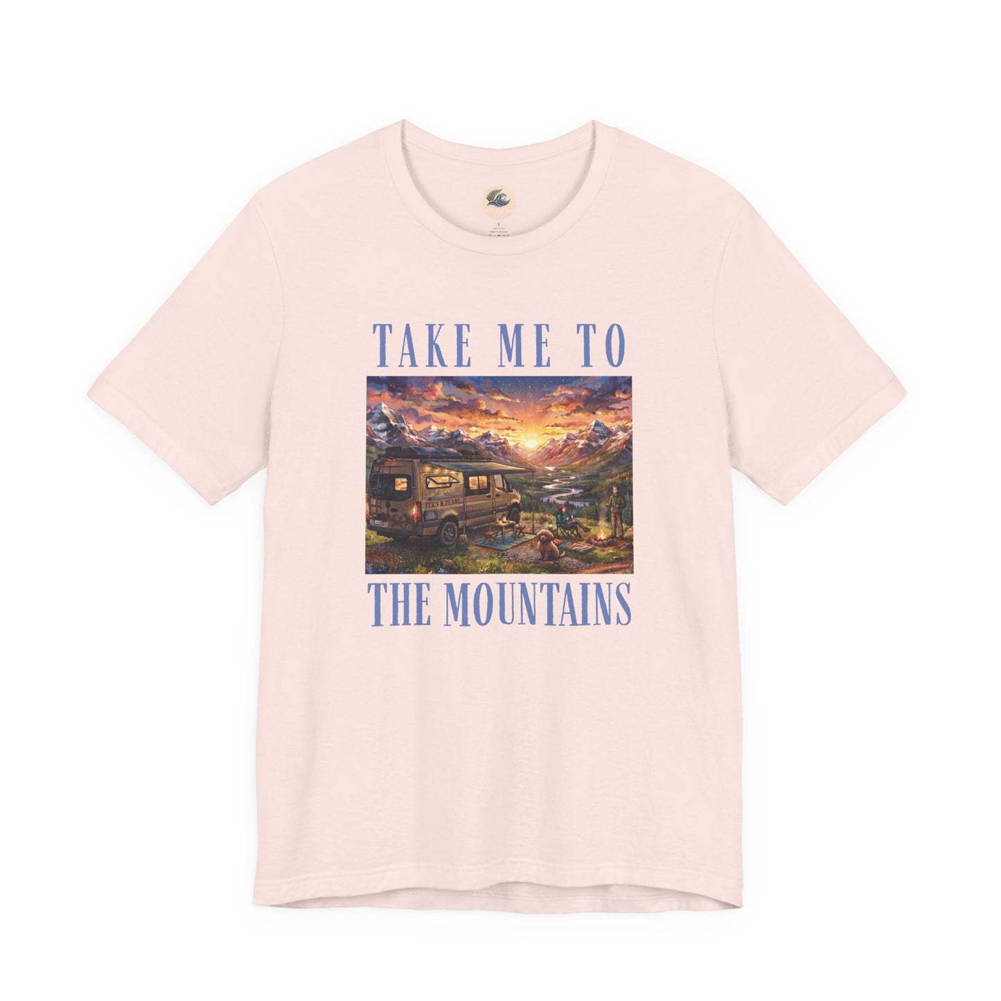 Take Me to the Mountains Sunset Tee — Scenic Cabin Sunset Graphic T-Shirt