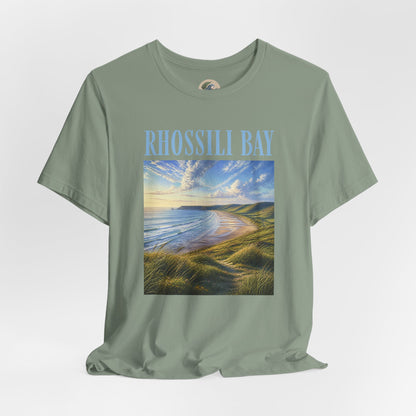 Rhossili Bay Scenic Tee — Coastal Landscape Graphic T-Shirt