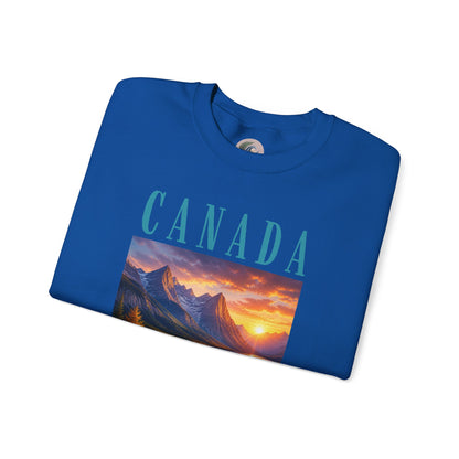 Canada Banff Scenic Crewneck Sweatshirt — Mountain Lake Sunset Graphic