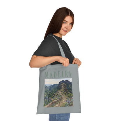 Madeira Scenic Cotton Tote — Travel Tote Bag with Mountain Landscape Print