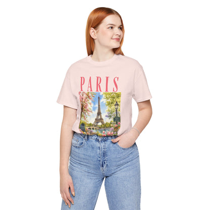Paris Floral Eiffel Tower Tee — Vintage Romantic France T-Shirt