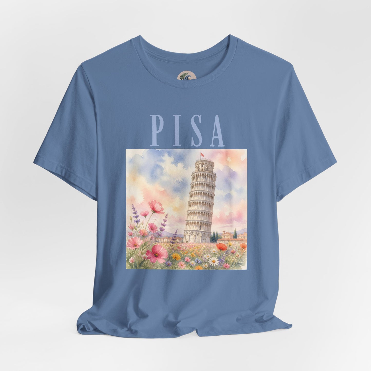 Pisa Floral Illustration T‑Shirt — Leaning Tower Travel Tee