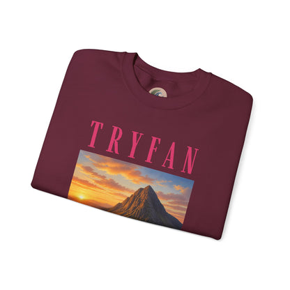 Tryfan Mountain Sweatshirt — Scenic Snowdonia Sunset Landscape Crewneck