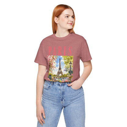 Paris Floral Eiffel Tower Tee — Vintage Romantic France T-Shirt