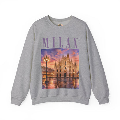 Milan Cathedral Crewneck Sweatshirt – Vintage Travel Cityscape