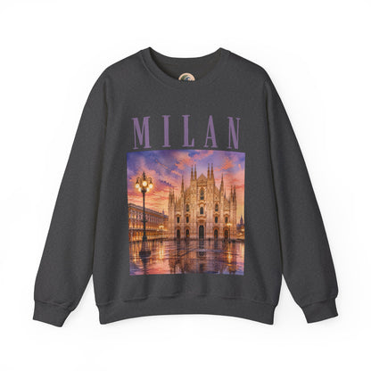 Milan Cathedral Crewneck Sweatshirt – Vintage Travel Cityscape