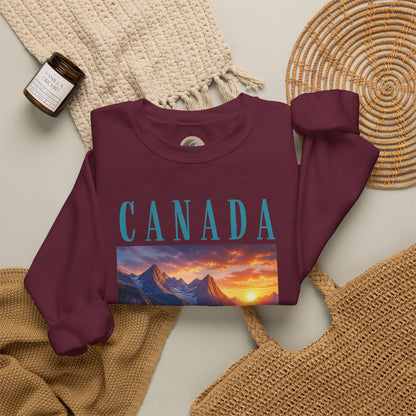 Canada Banff Scenic Crewneck Sweatshirt — Mountain Lake Sunset Graphic