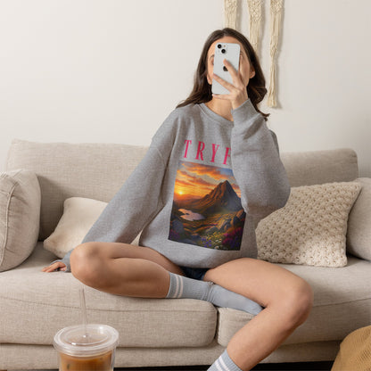 Tryfan Mountain Sweatshirt — Scenic Snowdonia Sunset Landscape Crewneck