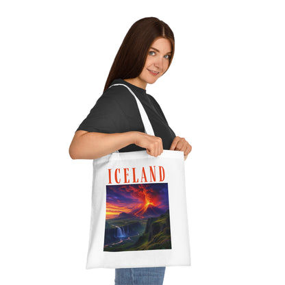 Iceland Scenic Cotton Tote — Volcanic Sunset Landscape Travel Bag