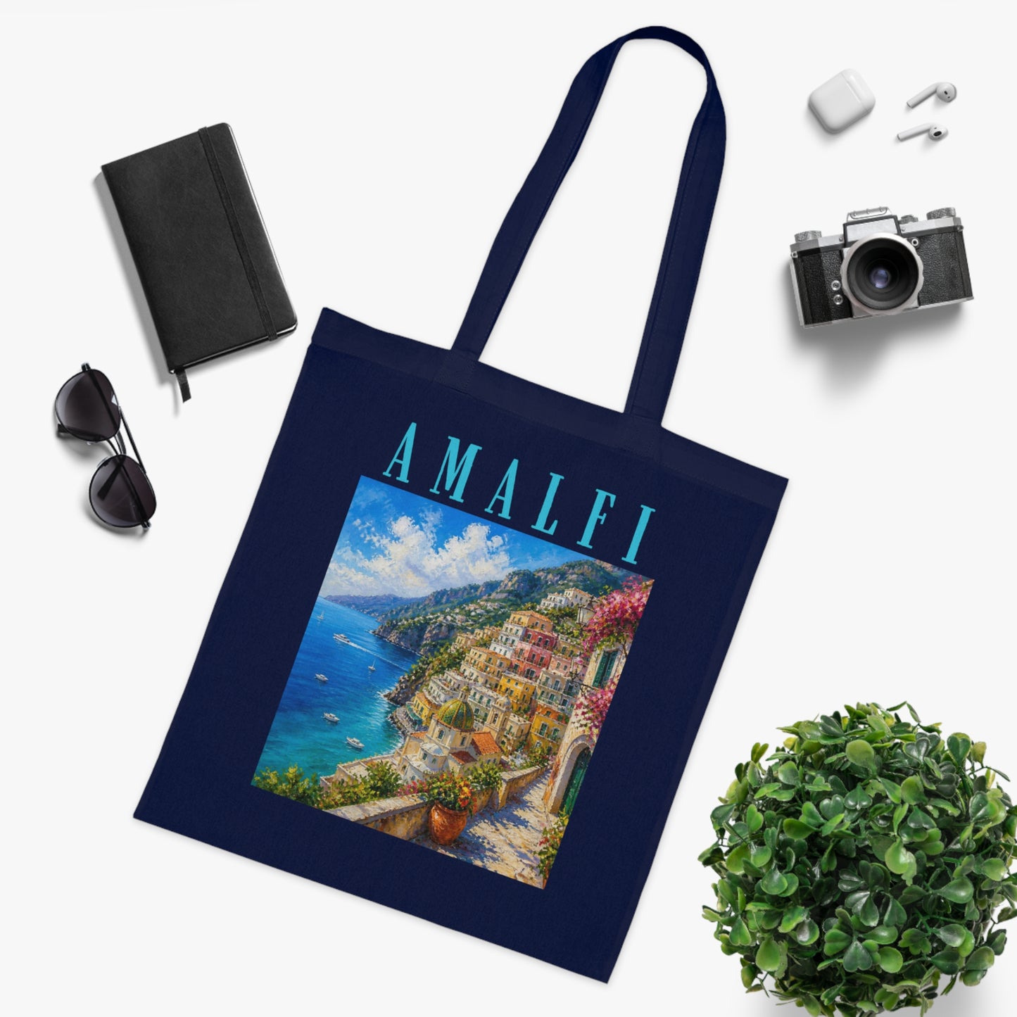 Amalfi Coast Cotton Tote Bag — Scenic Italy Travel Beach Market Tote