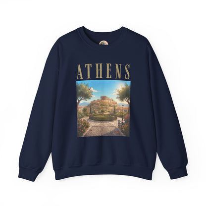 Athens Scenic Crewneck Sweatshirt — Vintage Greece Travel Pullover