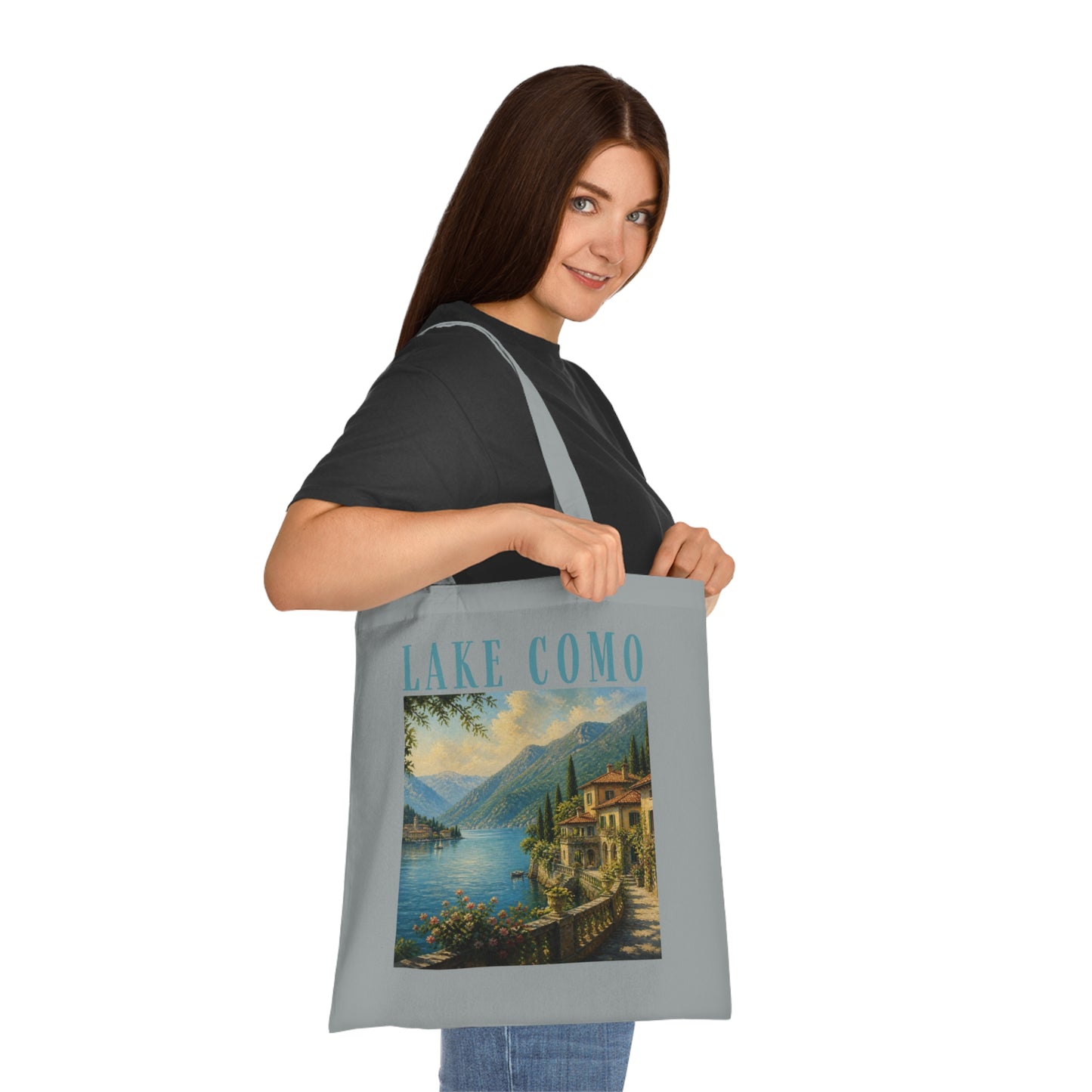 Lake Como Scenic Cotton Tote Bag – Vintage Travel Poster Design