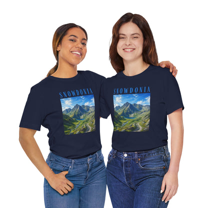 Glyderau Landscape T‑Shirt – Scenic 'SNOWDONIA' Mountain Graphic Tee