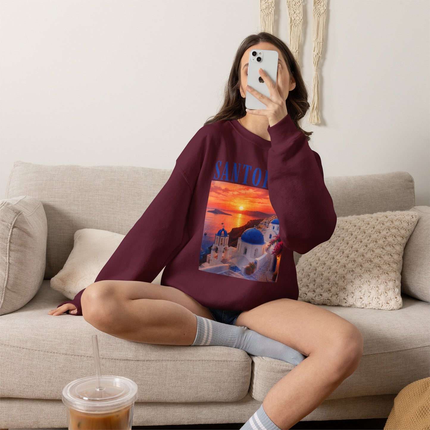 Santorini Sunset Sweatshirt — Greek Island Travel Crewneck