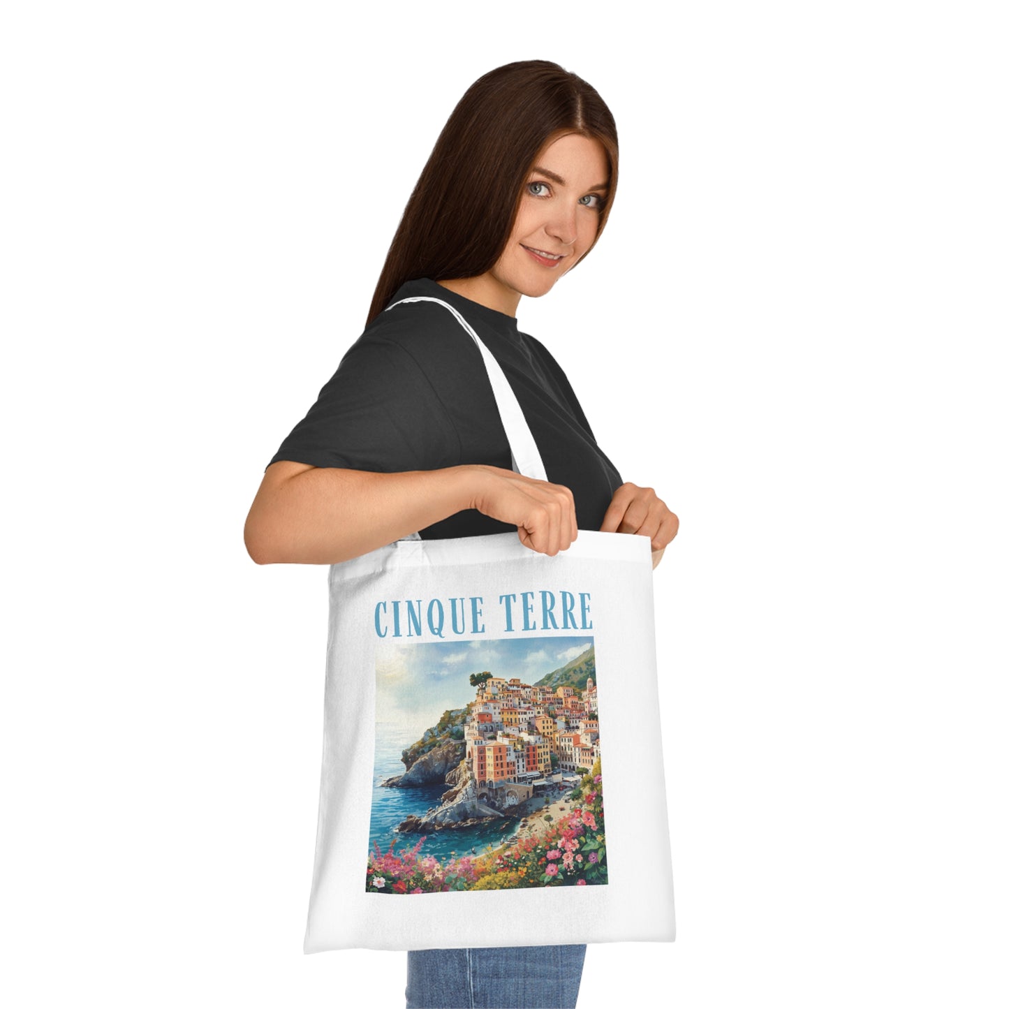 Cinque Terre Scenic Cotton Tote Bag — Italian Coast Travel Tote