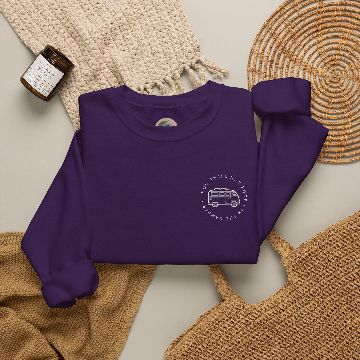 Cozy Camper Crewneck Sweatshirt — Van Life Humour Chest Graphic