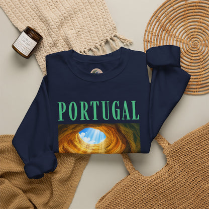 Portugal Benagil Cave Crewneck Sweatshirt — Coastal Travel Graphic Pullover