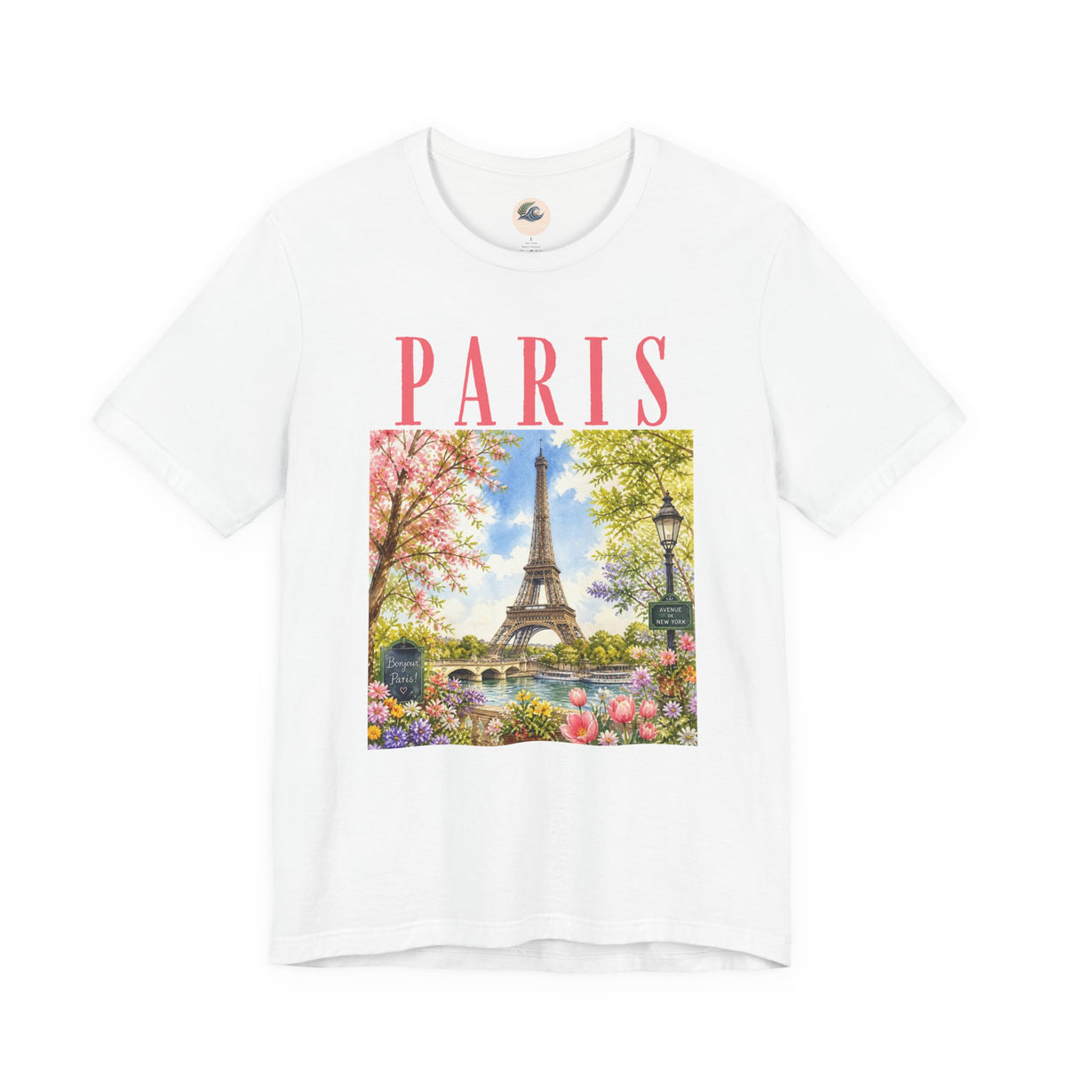 Paris Floral Eiffel Tower Tee — Vintage Romantic France T-Shirt