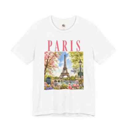 Paris Floral Eiffel Tower Tee — Vintage Romantic France T-Shirt