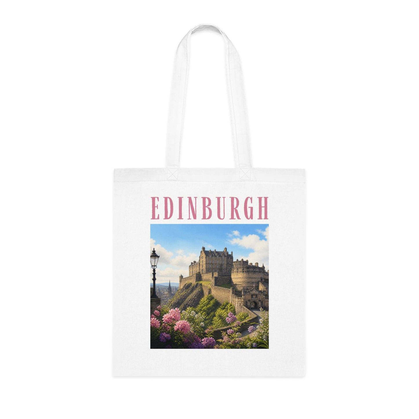 Edinburgh Castle Cotton Tote - Scenic Scotland Travel Souvenir Bag
