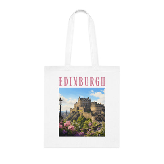 Edinburgh Castle Cotton Tote - Scenic Scotland Travel Souvenir Bag