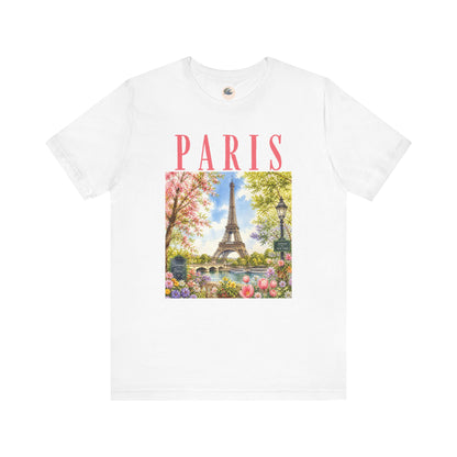 Paris Floral Eiffel Tower Tee — Vintage Romantic France T-Shirt