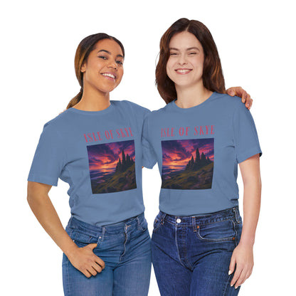 Isle of Skye Scenic Tee — Sunset Landscape Graphic T-Shirt