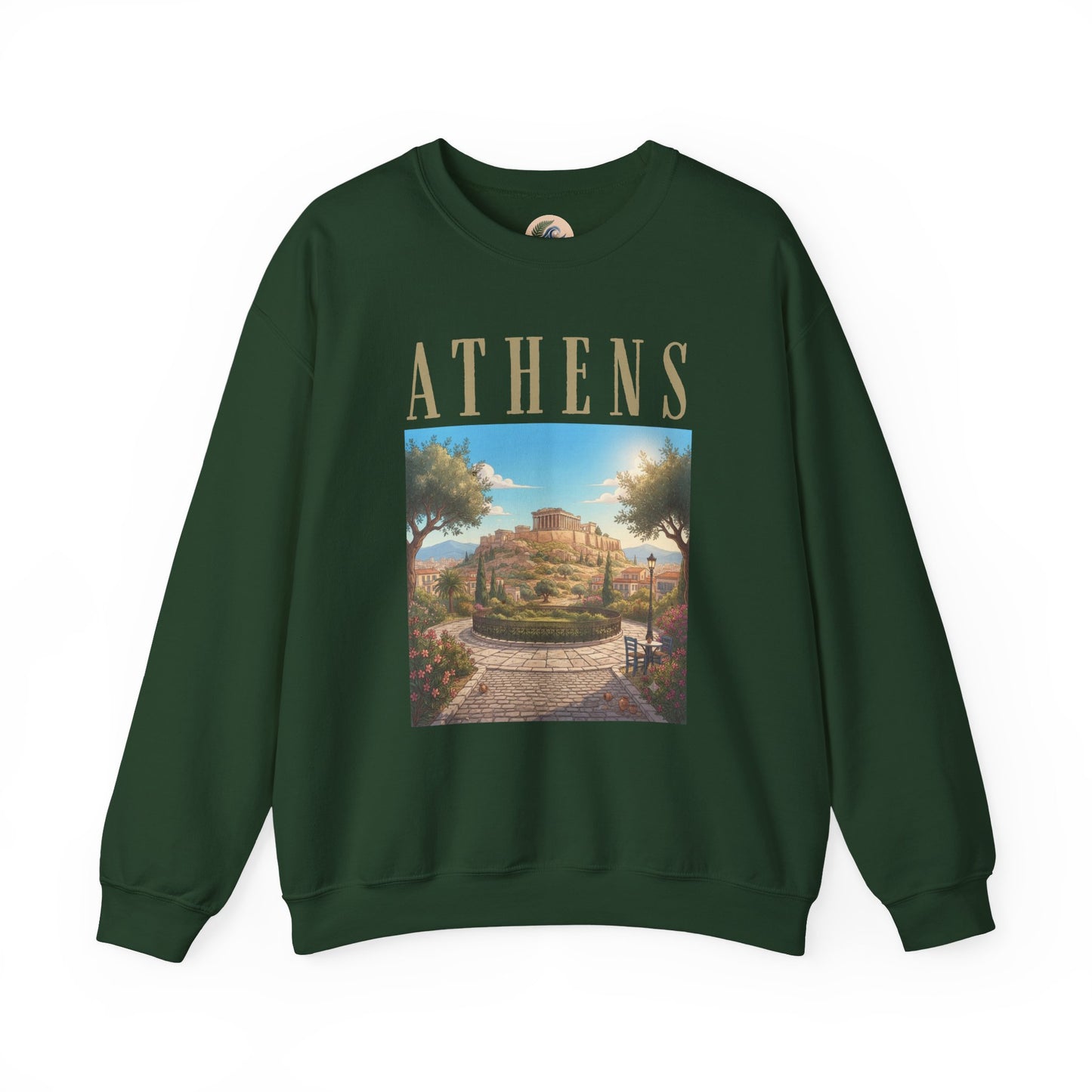 Athens Scenic Crewneck Sweatshirt — Vintage Greece Travel Pullover