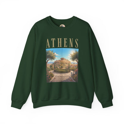 Athens Scenic Crewneck Sweatshirt — Vintage Greece Travel Pullover