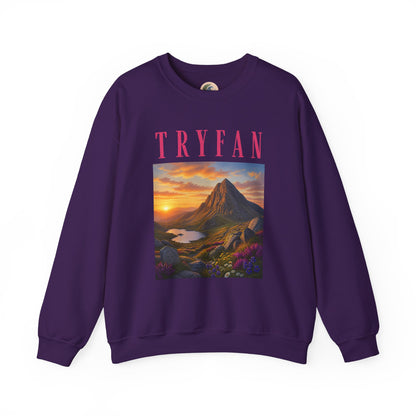 Tryfan Mountain Sweatshirt — Scenic Snowdonia Sunset Landscape Crewneck