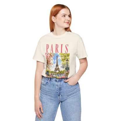 Paris Floral Eiffel Tower Tee — Vintage Romantic France T-Shirt