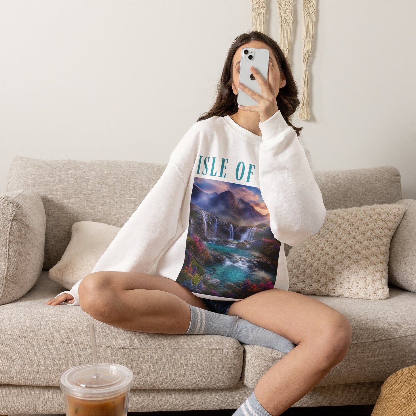 Isle of Skye Scenic Crewneck Sweatshirt — Scottish Landscape Graphic Sweatshirt
