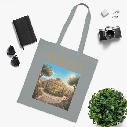 Athens Scenic Tote Bag – Vintage Greek Travel Cotton Tote