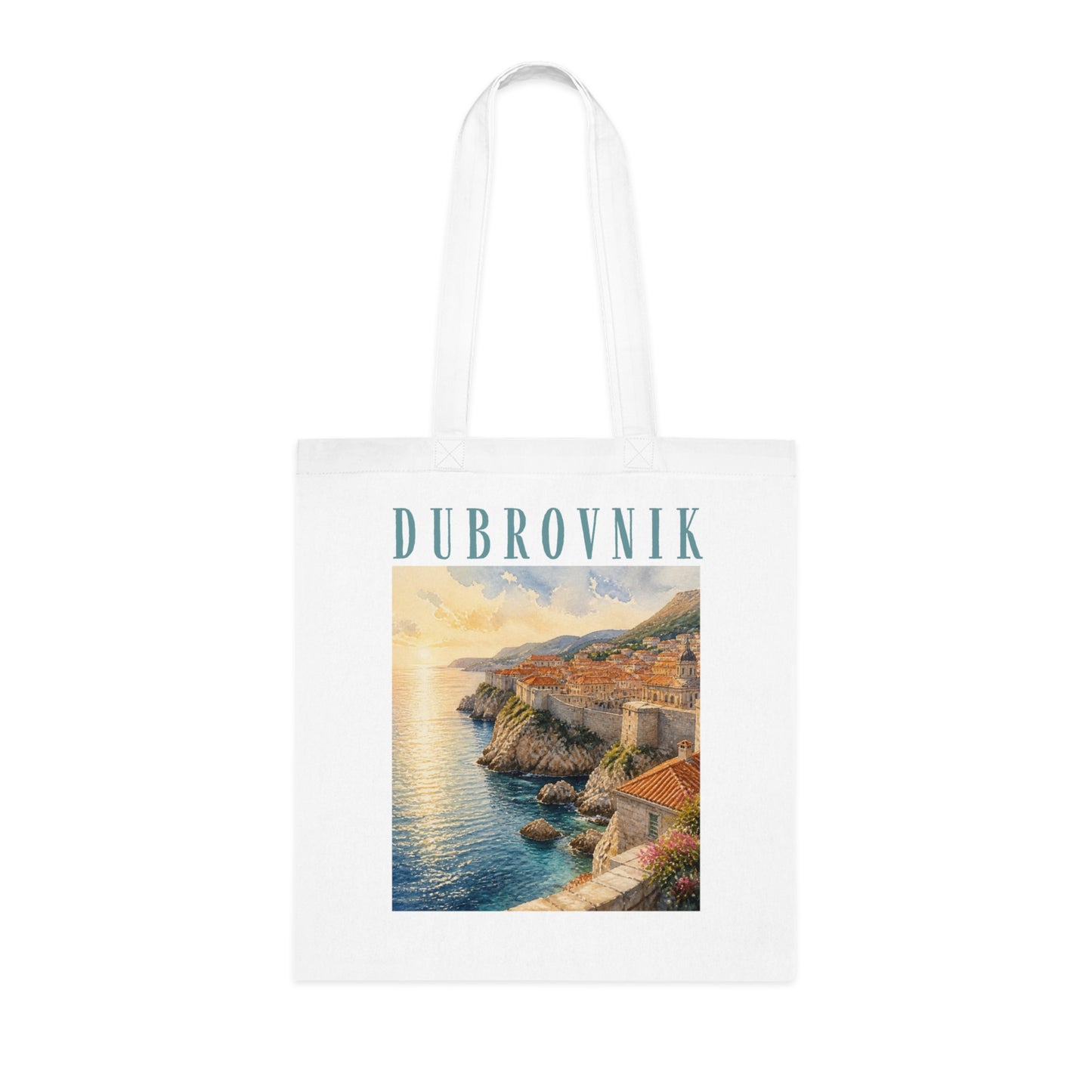 Dubrovnik Vintage Sunset Tote Bag — Travel Souvenir Cotton Tote