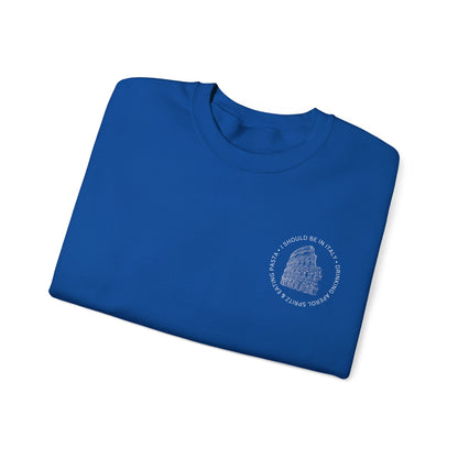 Cozy Italy Crewneck Sweatshirt with Small Chest Badge Design