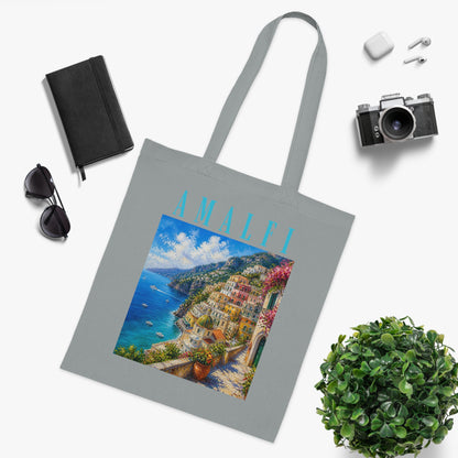 Amalfi Coast Cotton Tote Bag — Scenic Italy Travel Beach Market Tote