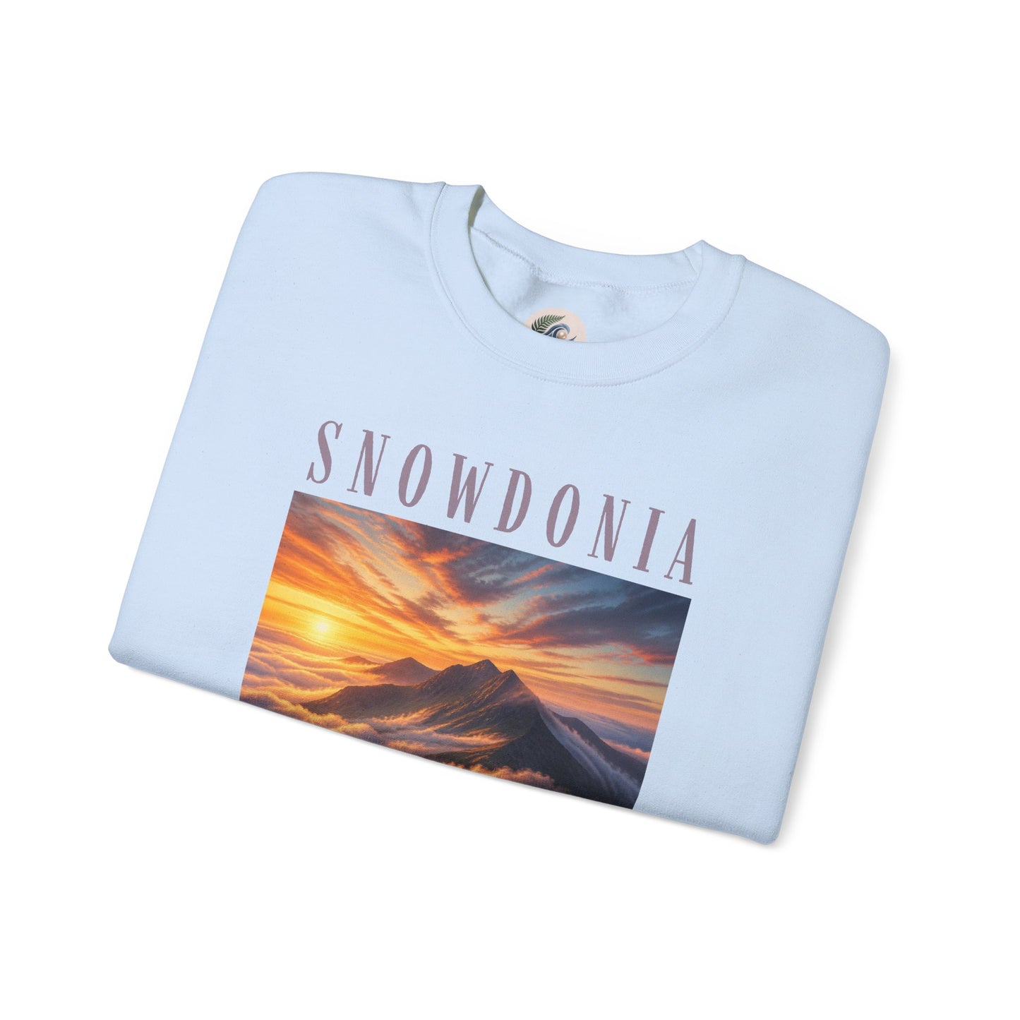 Snowdonia Sunset Crewneck Sweatshirt — Scenic Mountain Graphic