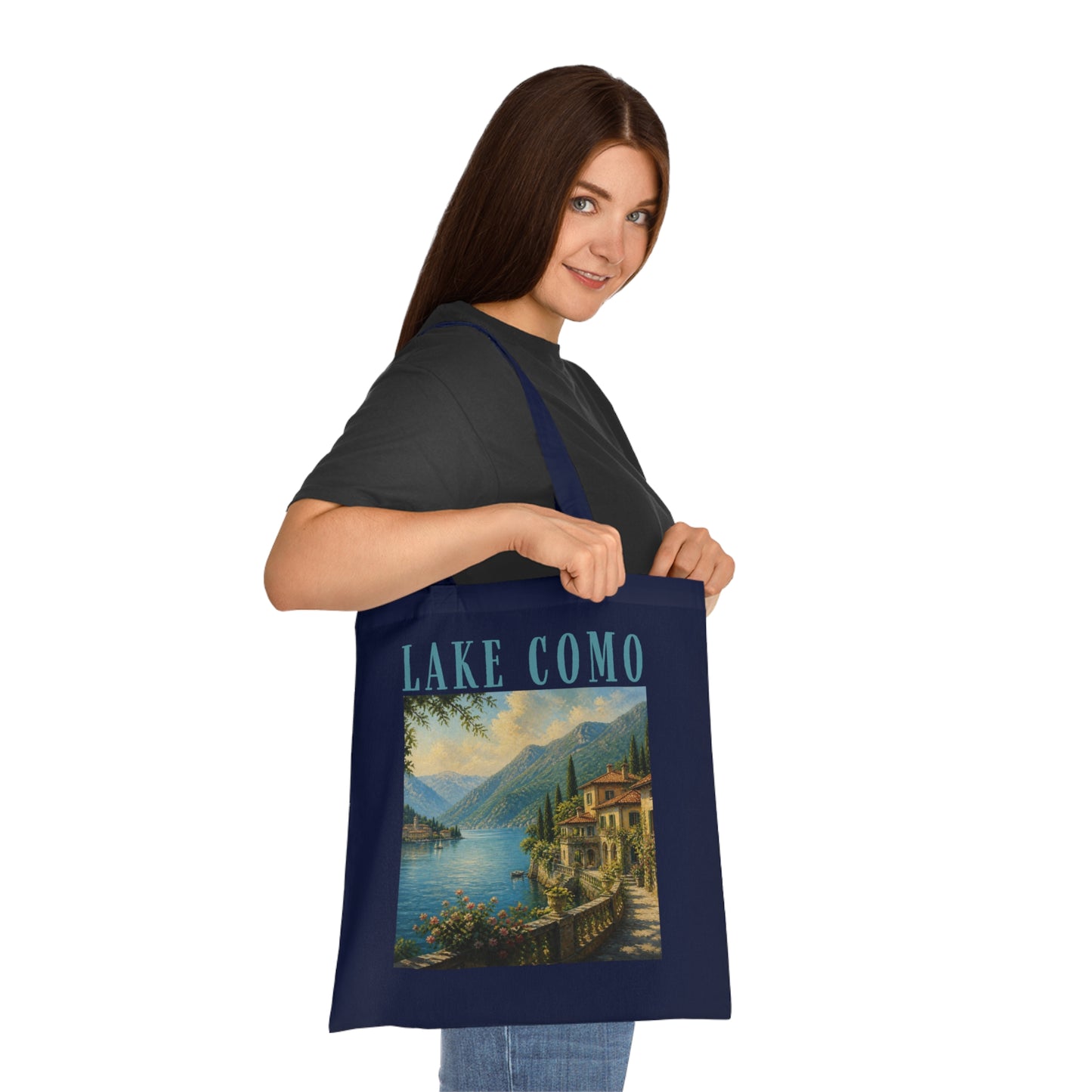 Lake Como Scenic Cotton Tote Bag – Vintage Travel Poster Design