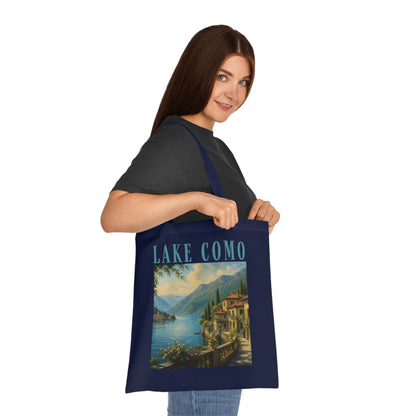 Lake Como Scenic Cotton Tote Bag – Vintage Travel Poster Design