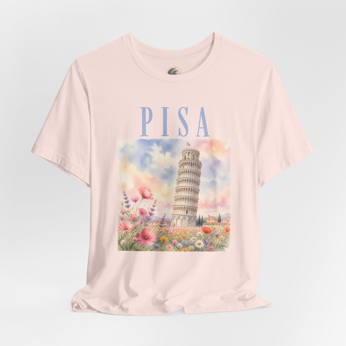 Pisa Floral Illustration T‑Shirt — Leaning Tower Travel Tee