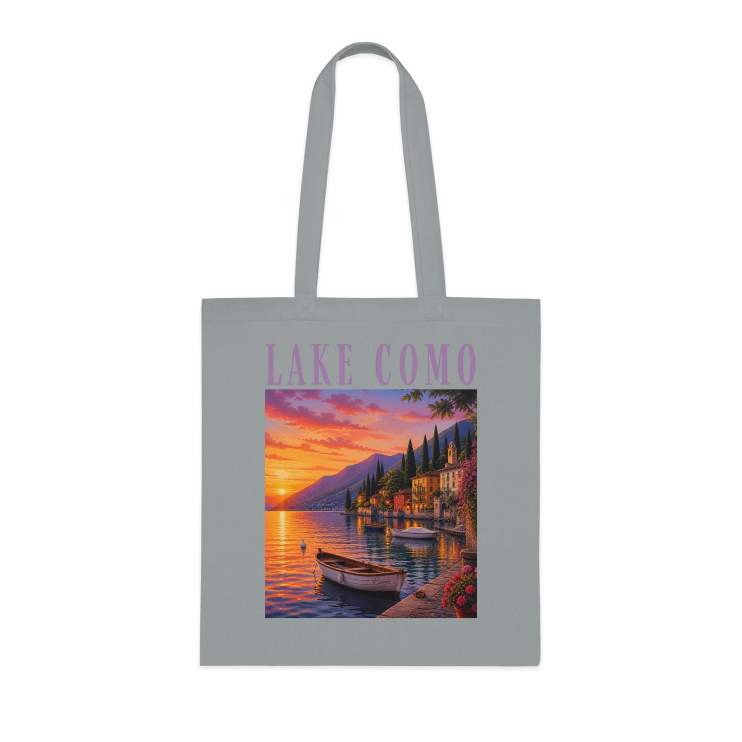 Lake Como Sunset Tote Bag — Italian Lakeside Travel Cotton Tote