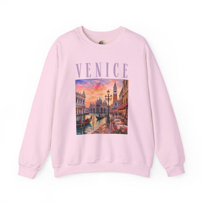 Venice Sunset Crewneck Sweatshirt — Vintage Canal Travel Graphic