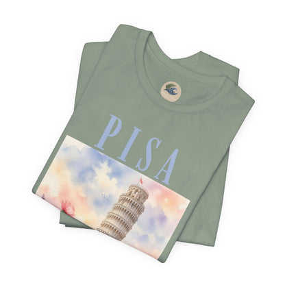 Pisa Floral Illustration T‑Shirt — Leaning Tower Travel Tee