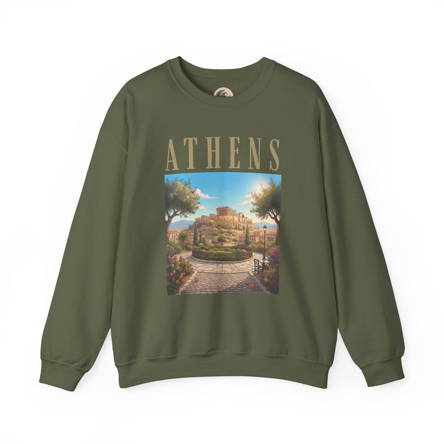 Athens Scenic Crewneck Sweatshirt — Vintage Greece Travel Pullover