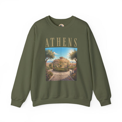 Athens Scenic Crewneck Sweatshirt — Vintage Greece Travel Pullover