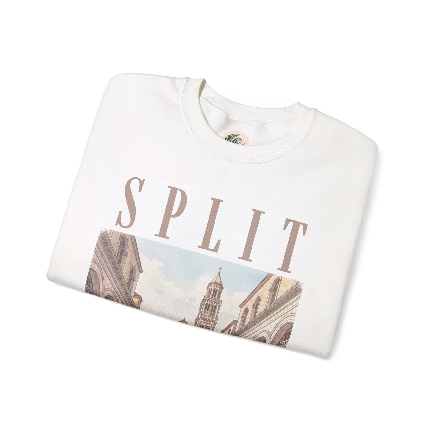 Split Travel Crewneck Sweatshirt — Vintage Croatian Cityscape Pullover