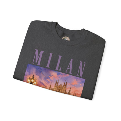 Milan Cathedral Crewneck Sweatshirt – Vintage Travel Cityscape