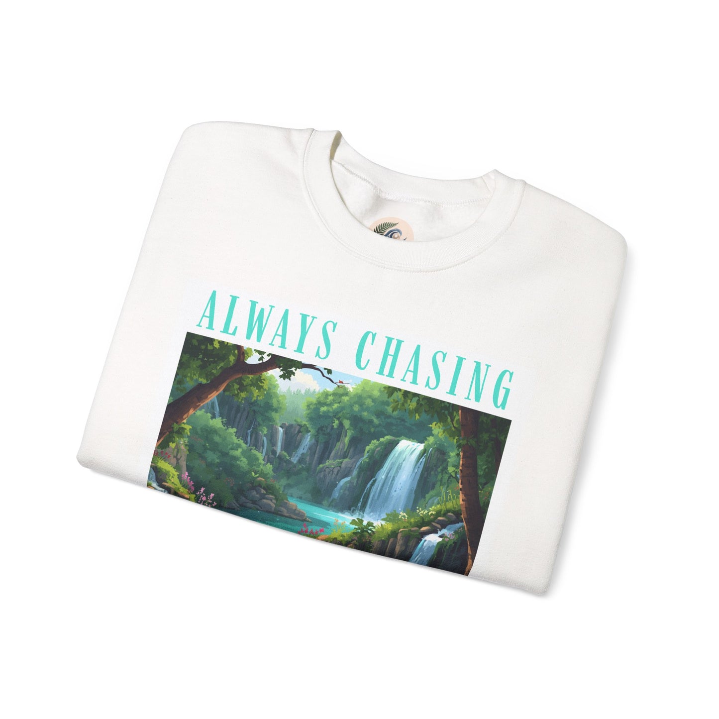 Always Chasing the View - Plitvice Inspired Graphic Sweatshirt