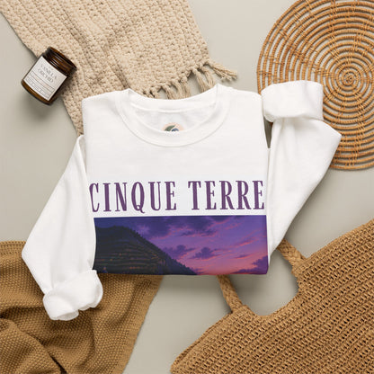 Cinque Terre Sunset Crewneck Sweatshirt – Italian Riviera Travel Graphic