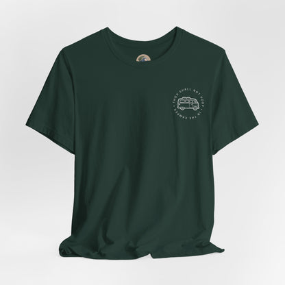 Vintage Camper Poop Graphic Tee — 'Adventure Awaits' Pocket T-Shirt
